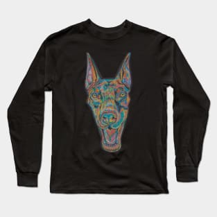 Colorful doberman dog head Long Sleeve T-Shirt